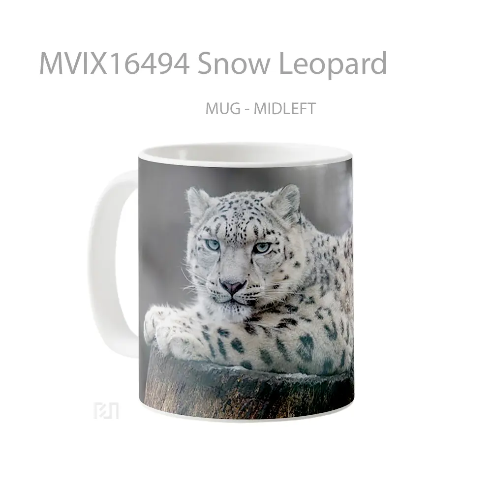 Mug Snow Leopard Full Wrap Lanscape - All-side / Desain