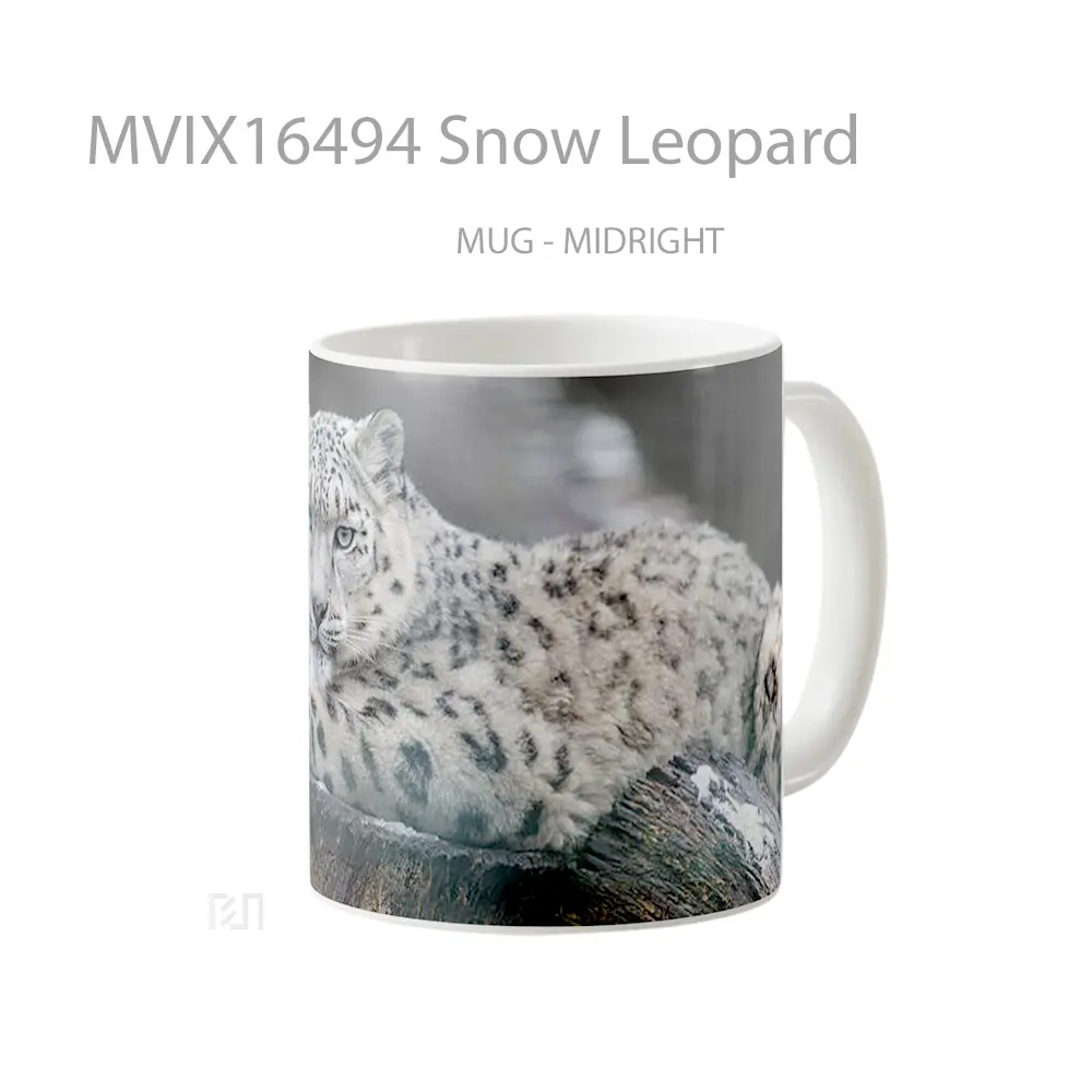 Mug Snow Leopard Full Wrap Lanscape - All-side / Desain