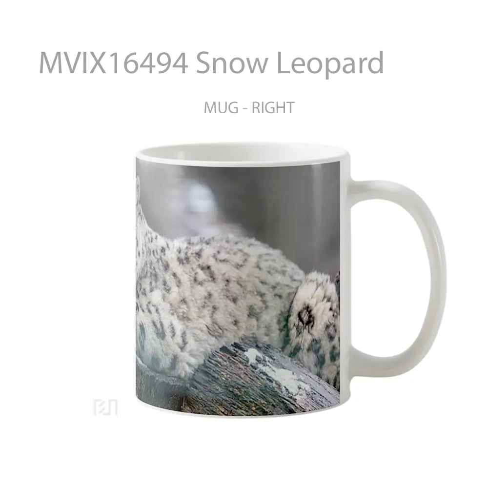 Mug Snow Leopard Full Wrap Lanscape - All-side / Desain