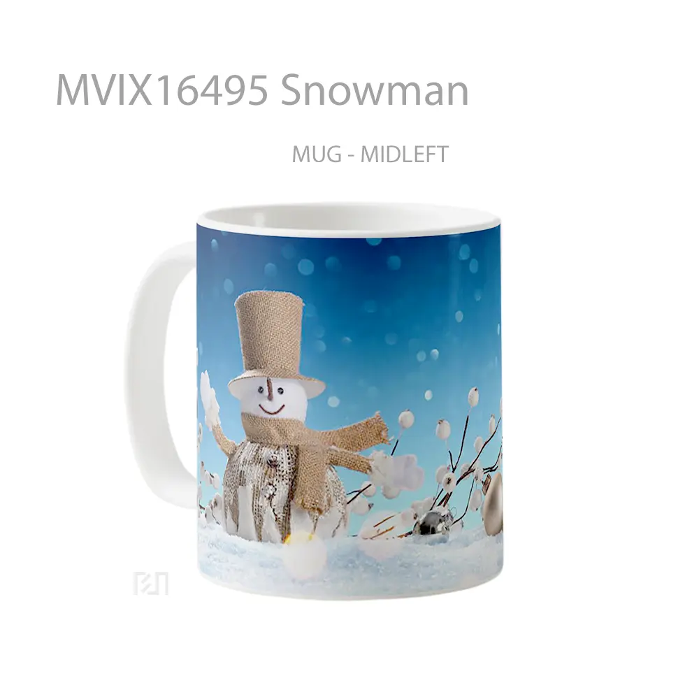 Mug Snowman Full Wrap Lanscape - All-side / Desain