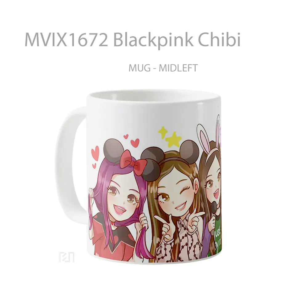 Mug Blackpink Chibi Full Wrap Lanscape - All-side / Desain
