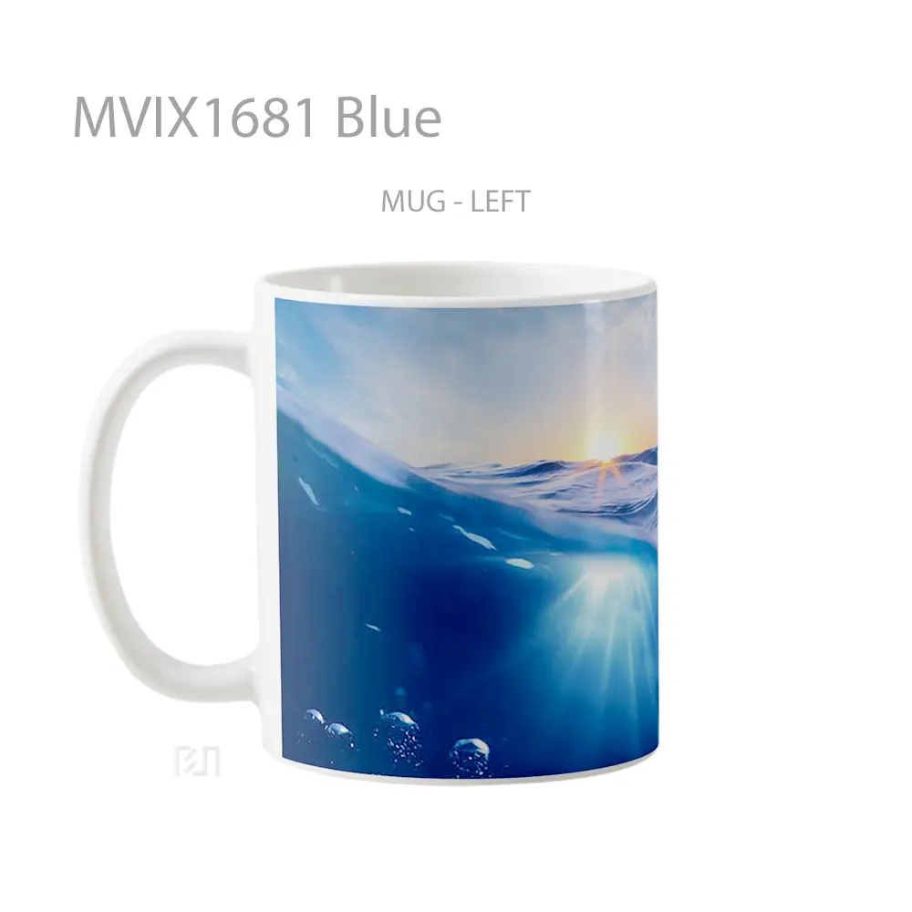 Mug Blue Full Wrap Lanscape - All-side / Desain