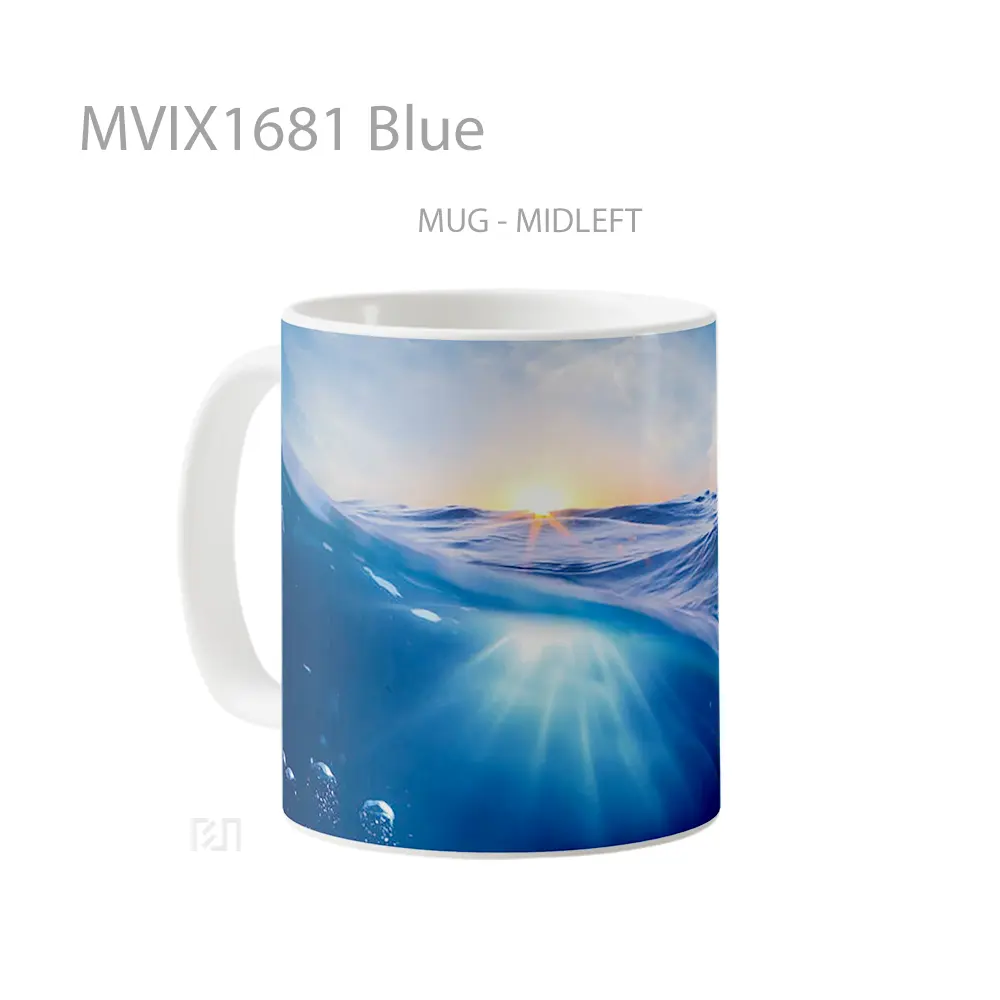 Mug Blue Full Wrap Lanscape - All-side / Desain