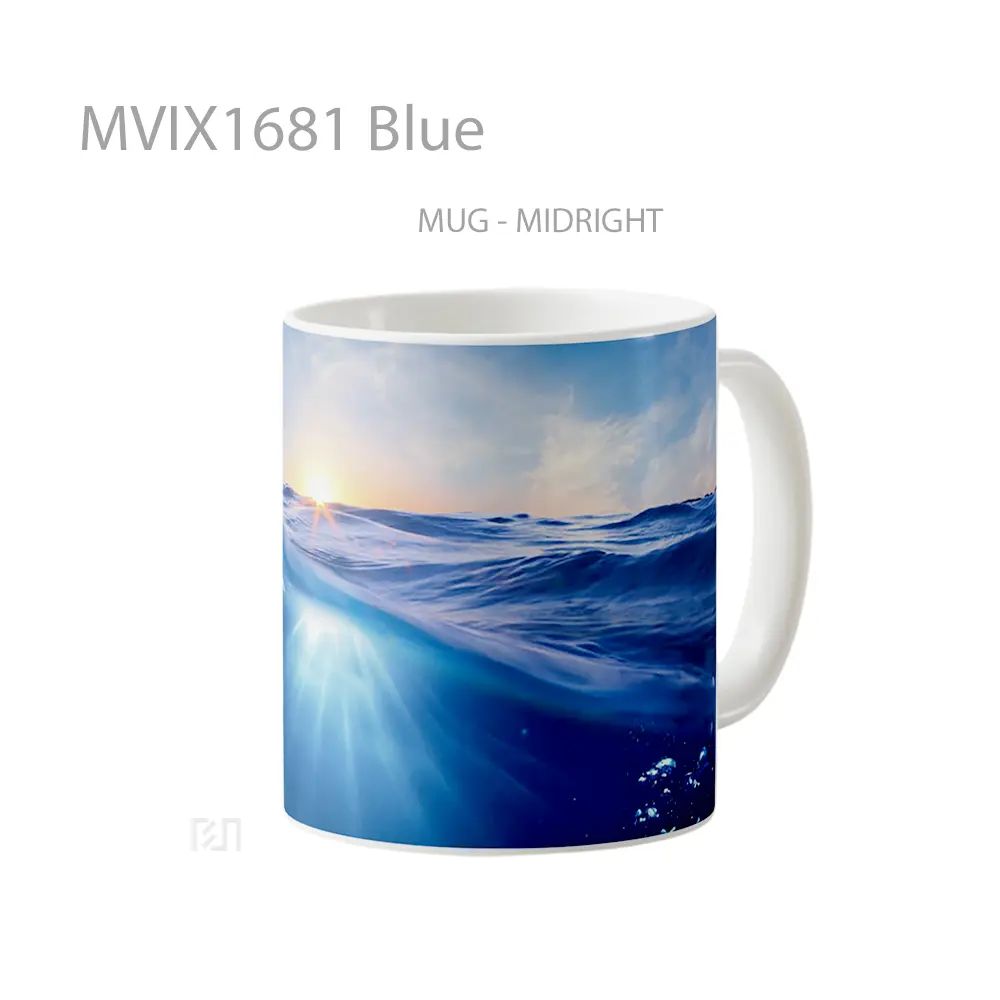 Mug Blue Full Wrap Lanscape - All-side / Desain