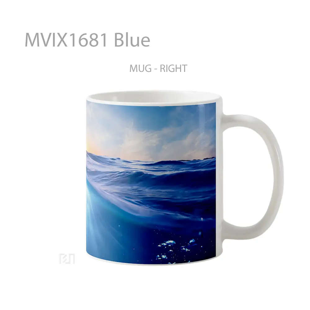 Mug Blue Full Wrap Lanscape - All-side / Desain