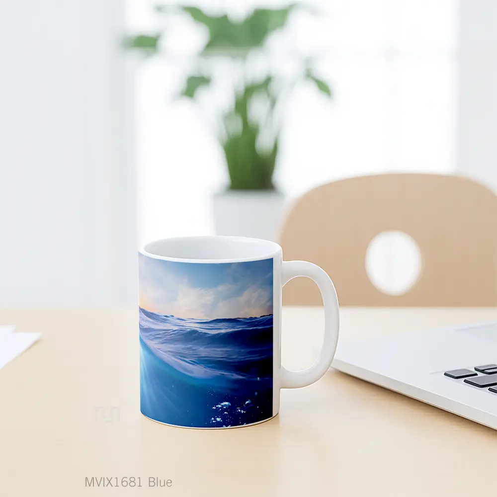 Mug Blue Full Wrap Lanscape - All-side / Desain